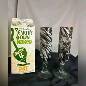 2-hand blown fluted  champagne glasses